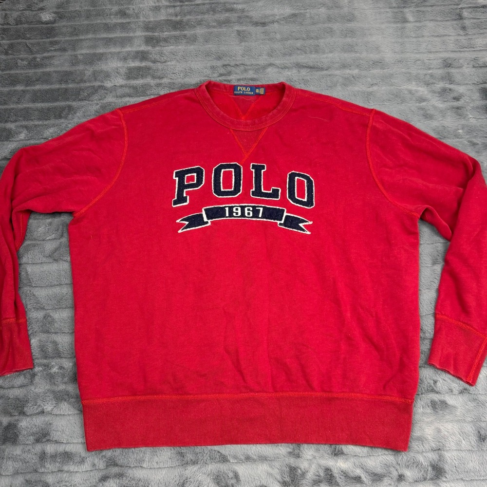 Polo Ralph Lauren Mens Red Polo 1967 Graphic Fleece Sweatshirt XXL 13764